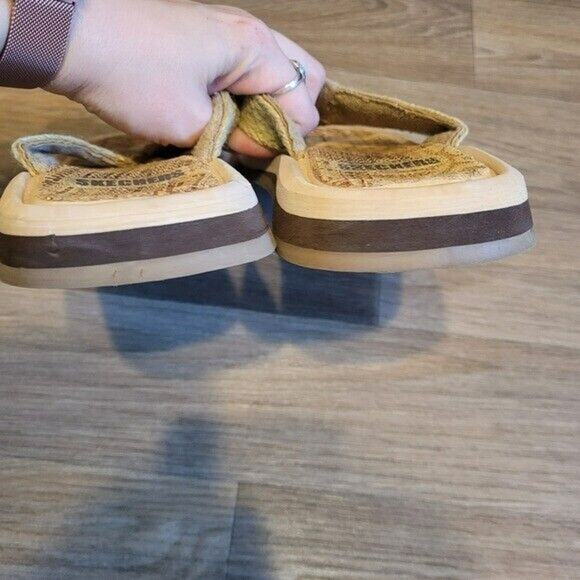 Vtg Y2K Skechers Woven Flip Flops Womena Size 8 Boho Beige Beachy Preppy - Picture 8 of 10